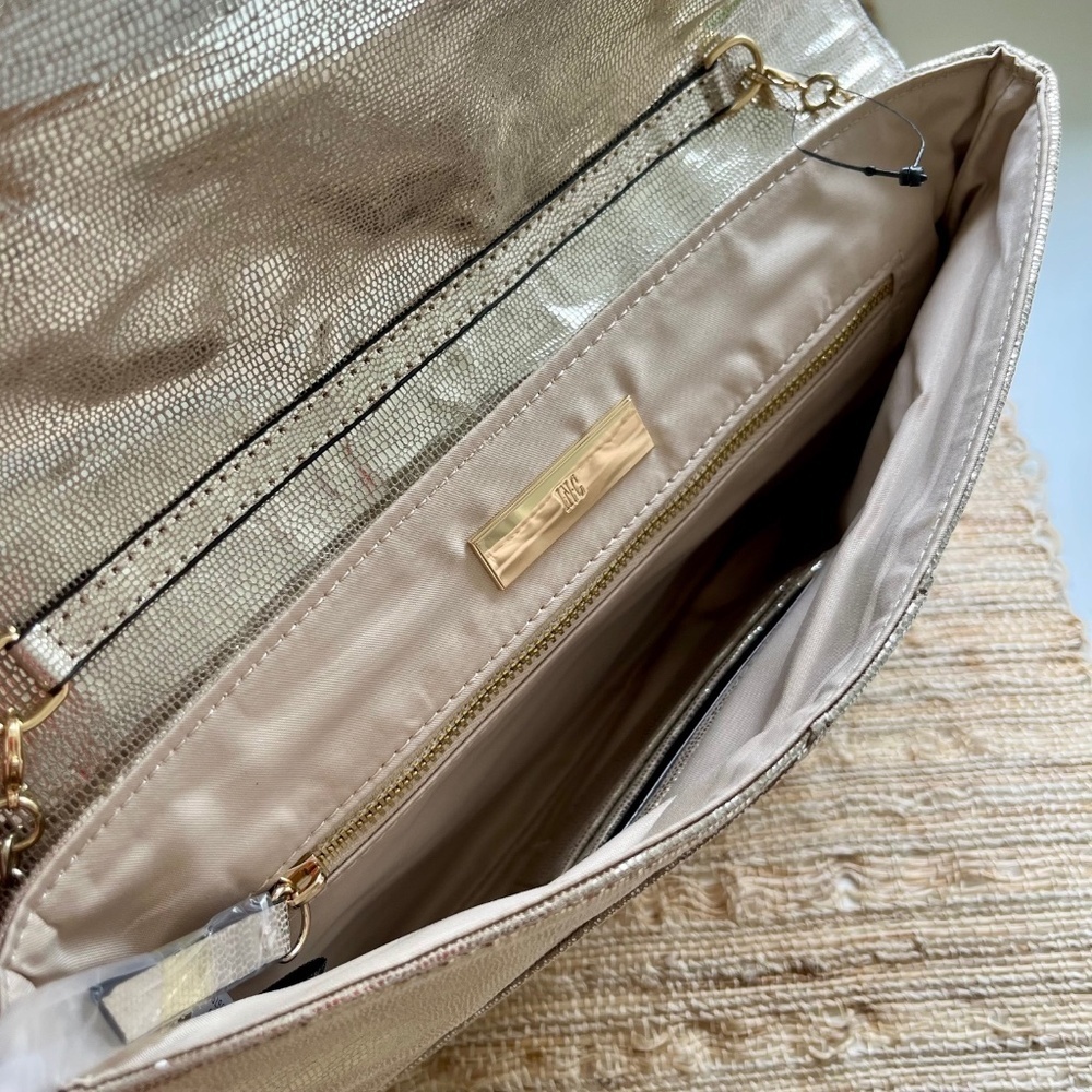 New! INC International Concepts Metallic Envelope Clutch Purse - Picture 6 of 6